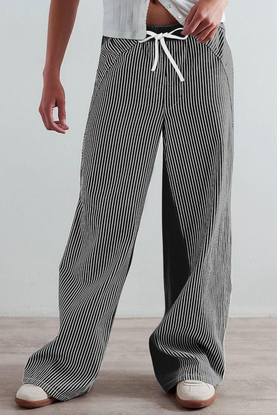 Casual Colorblock Loose Straight Pants