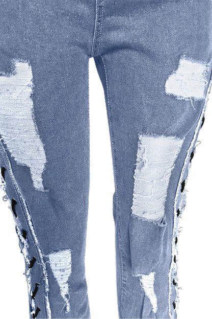 All Laced Up Mid-Rise Bootcut Jeans