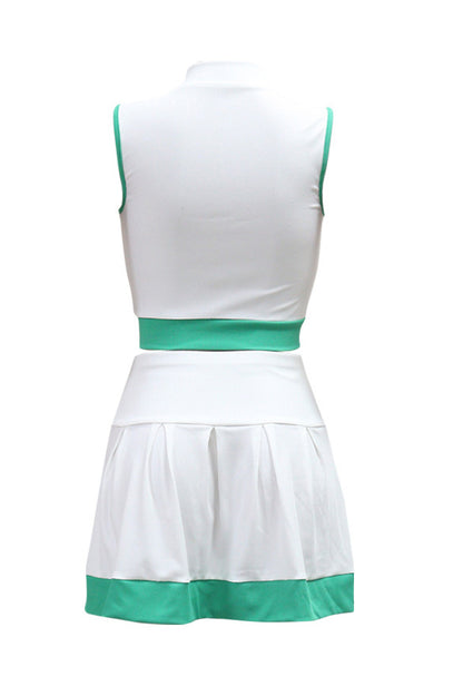 Colorblock Sleeveless Zip Top and Skirt Outfit