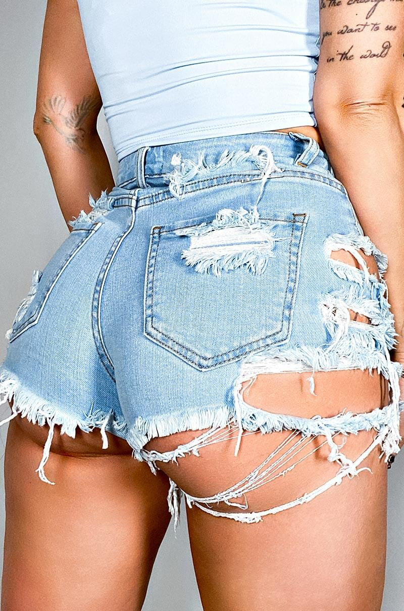 Distressed Denim Shorts