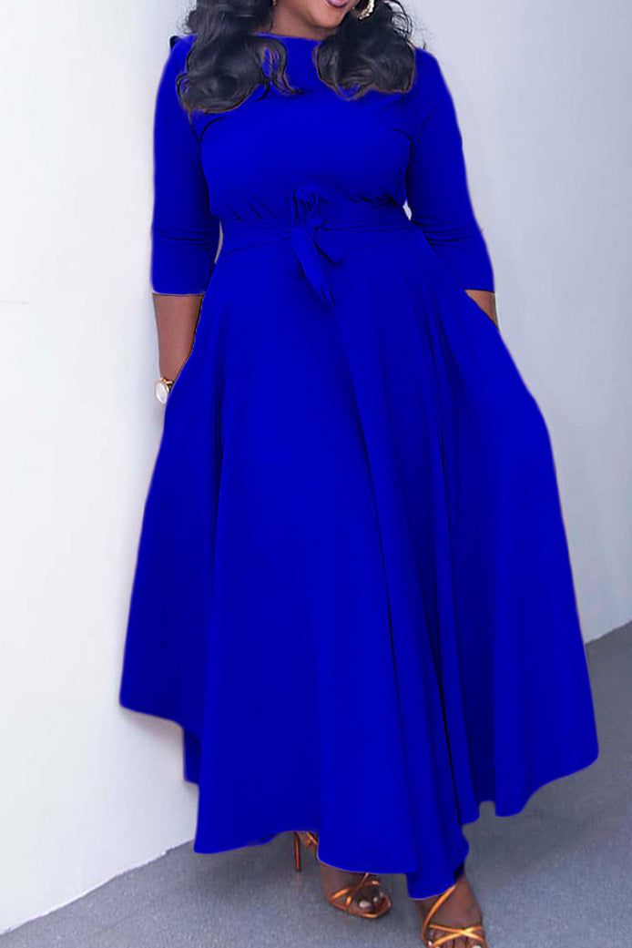 Elegant Tie-Waist A-Line Maxi Dress