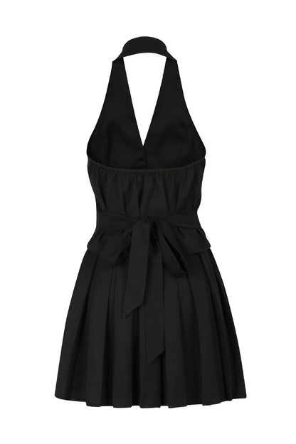 Halter Tuxedo Top & Pleated Skirt Set