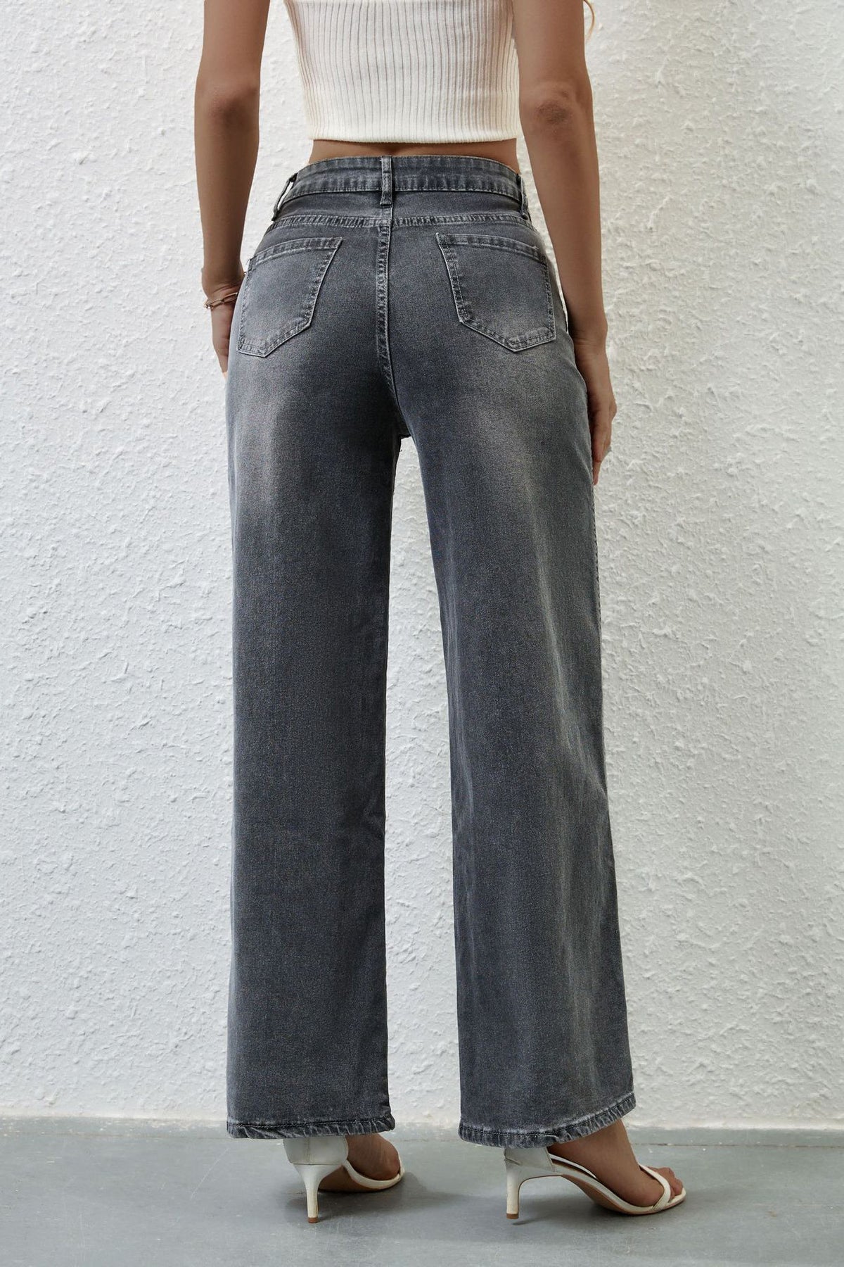 High Waist Straight Leg Jeans