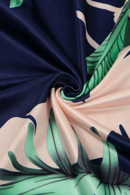 Long Strapless Dress With Slits and Tropical Print