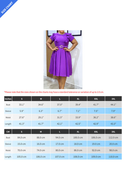Solid Color Puff Sleeve Babydoll Flare Dress