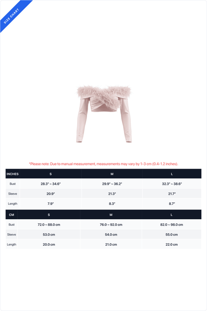 Feather-Effect Off-Shoulder Twist Crop Top