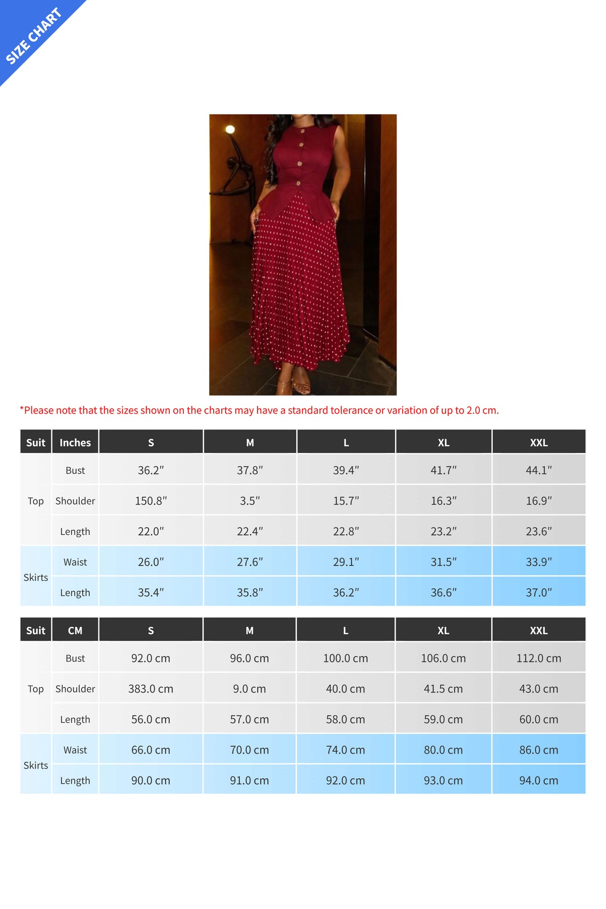 Button Vest & Polka Dot Pleated Skirt Set