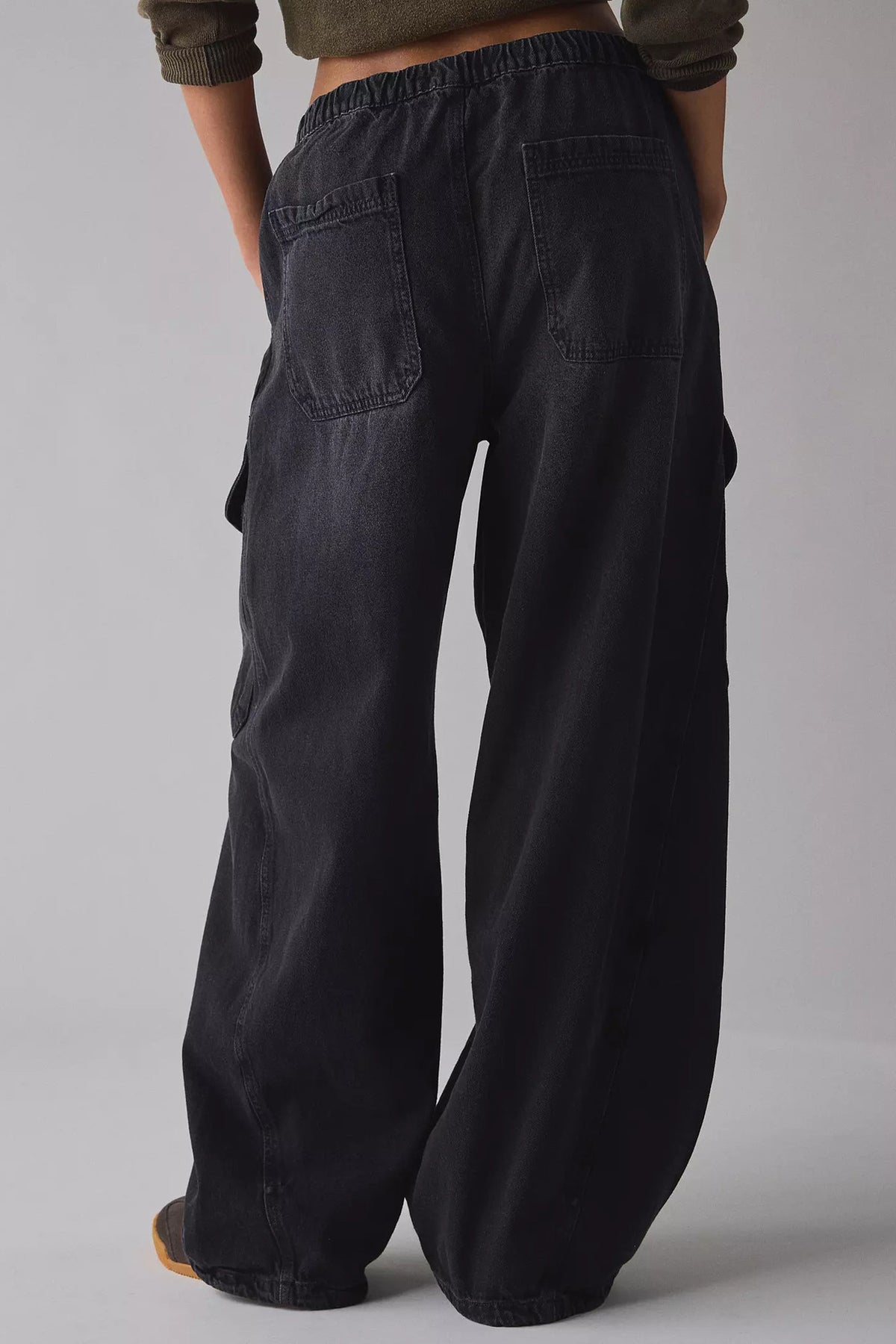 Drawstring Waist Baggy Cargo Jeans