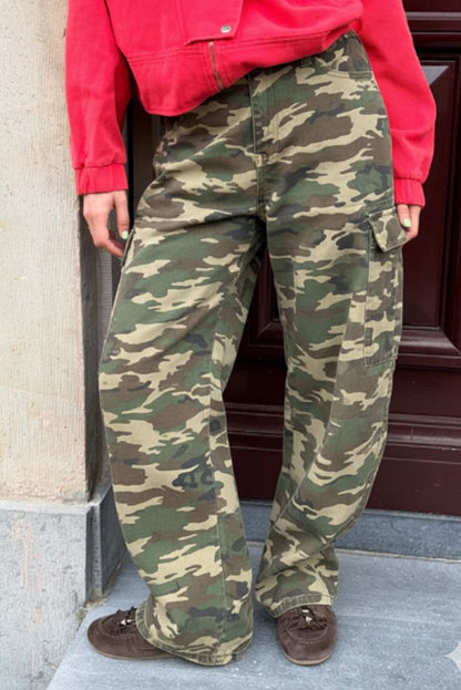 Camo Wide Leg Cargo Pants