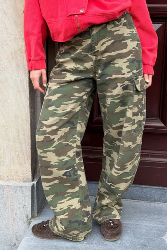Camo Wide Leg Cargo Pants