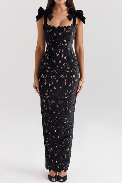Sleeveless Lace Backless Maxi Dress