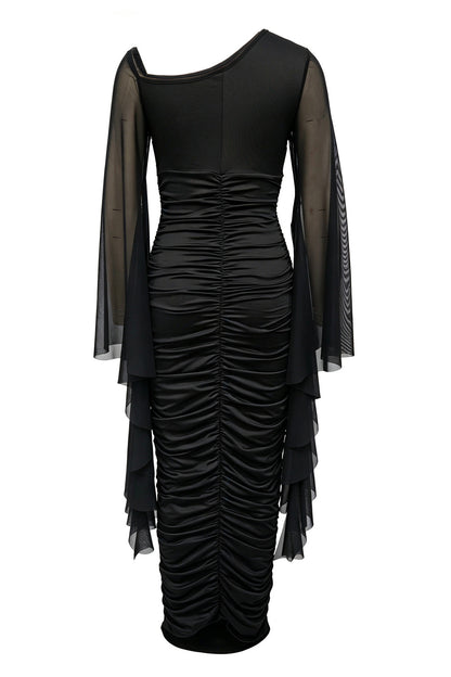 Ruched One-Shoulder Maxi Dress