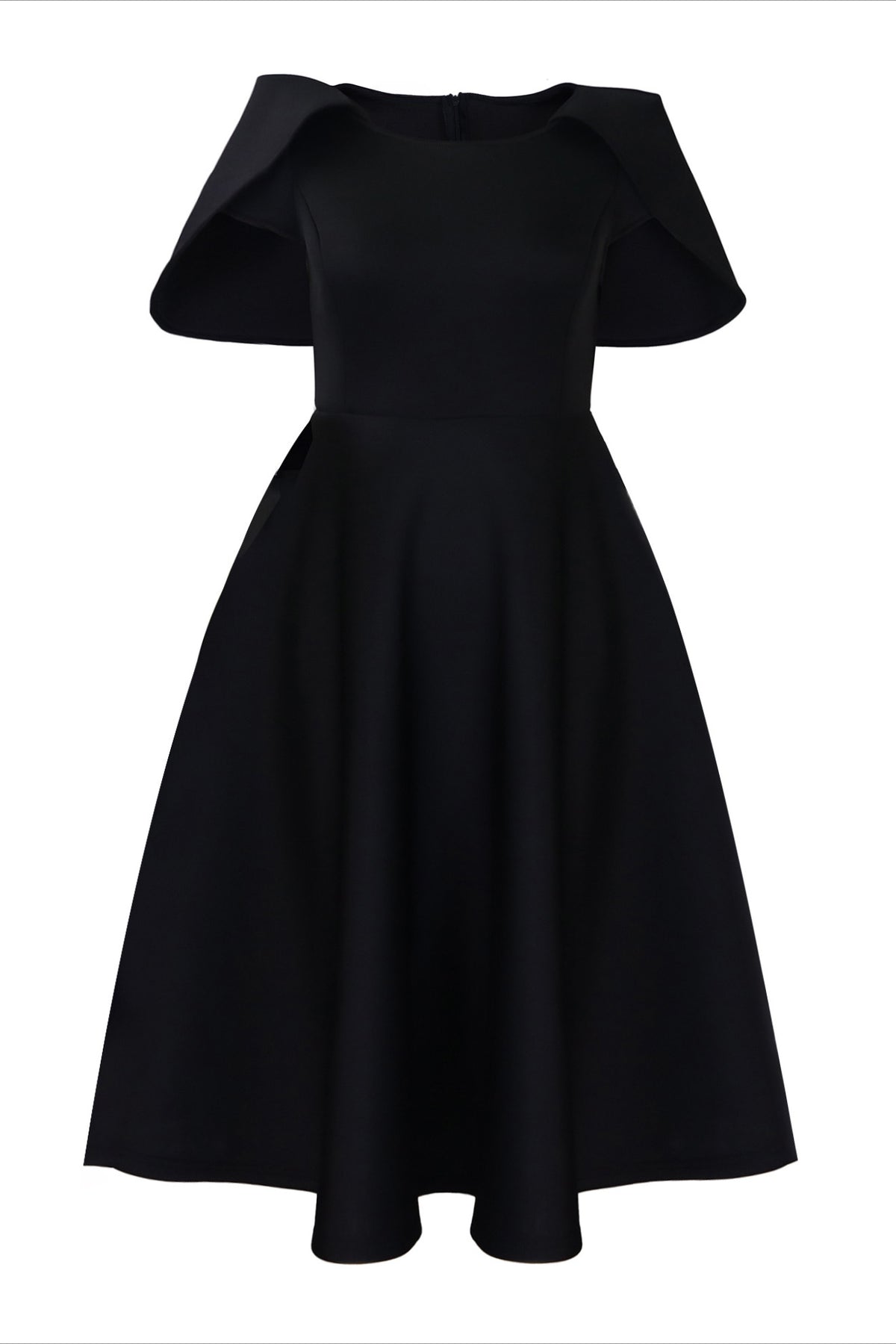 Off-Shoulder Ruffle Fit & Flare Midi Dress