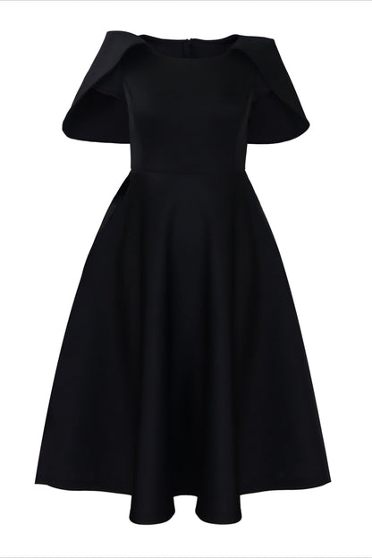 Off-Shoulder Ruffle Fit & Flare Midi Dress