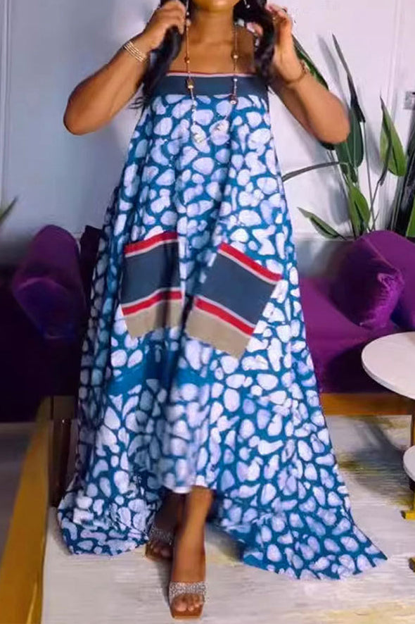 Sleeveless Printed Colorblock Sundress