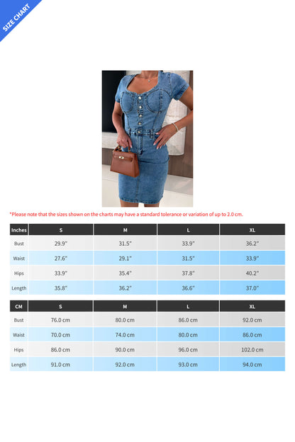 Bustier Button-Front Denim Mini Dress
