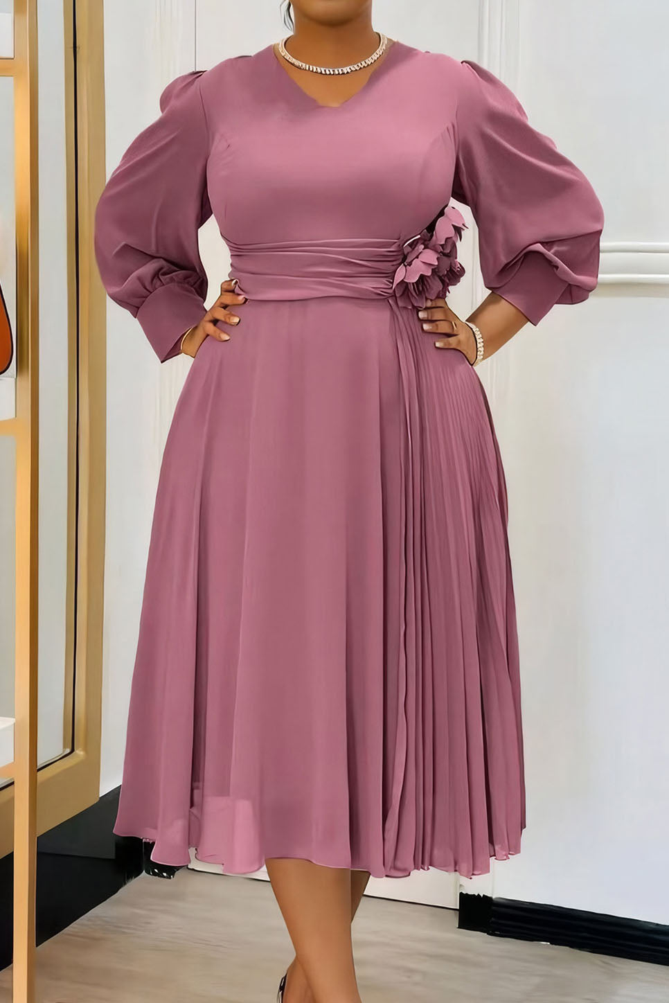 Solid Color A-Line Dress