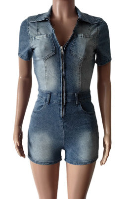 Sleeveless Stretchy Washed Romper