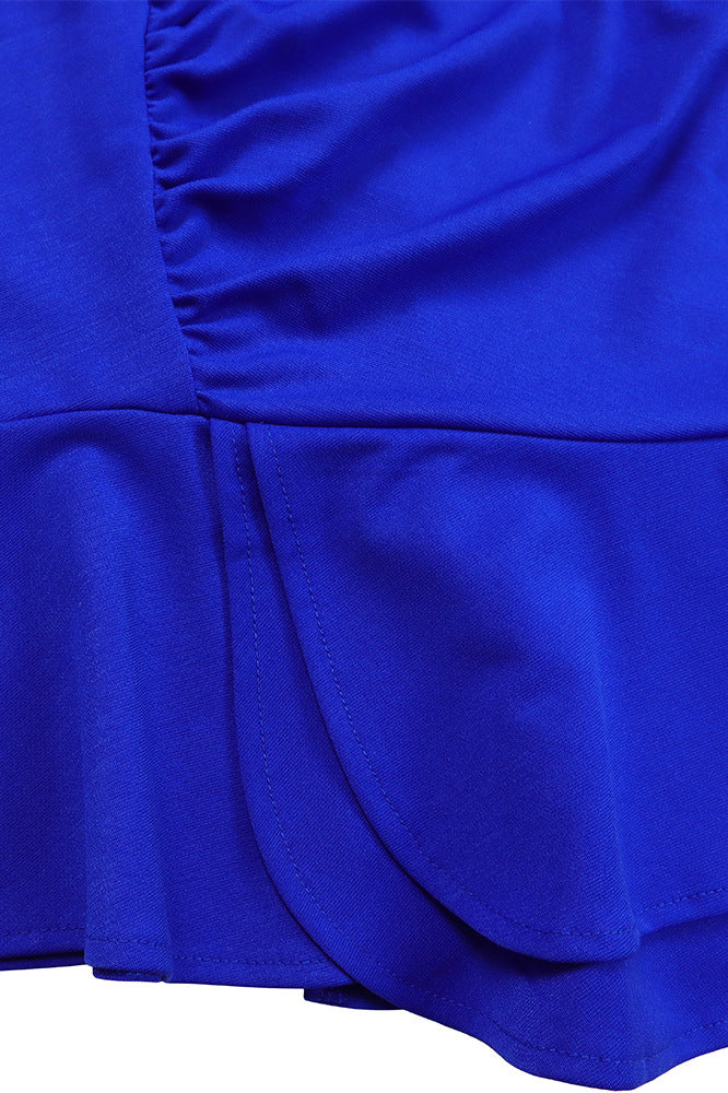 Solid Flounce V Neck Long Sleeve Sets