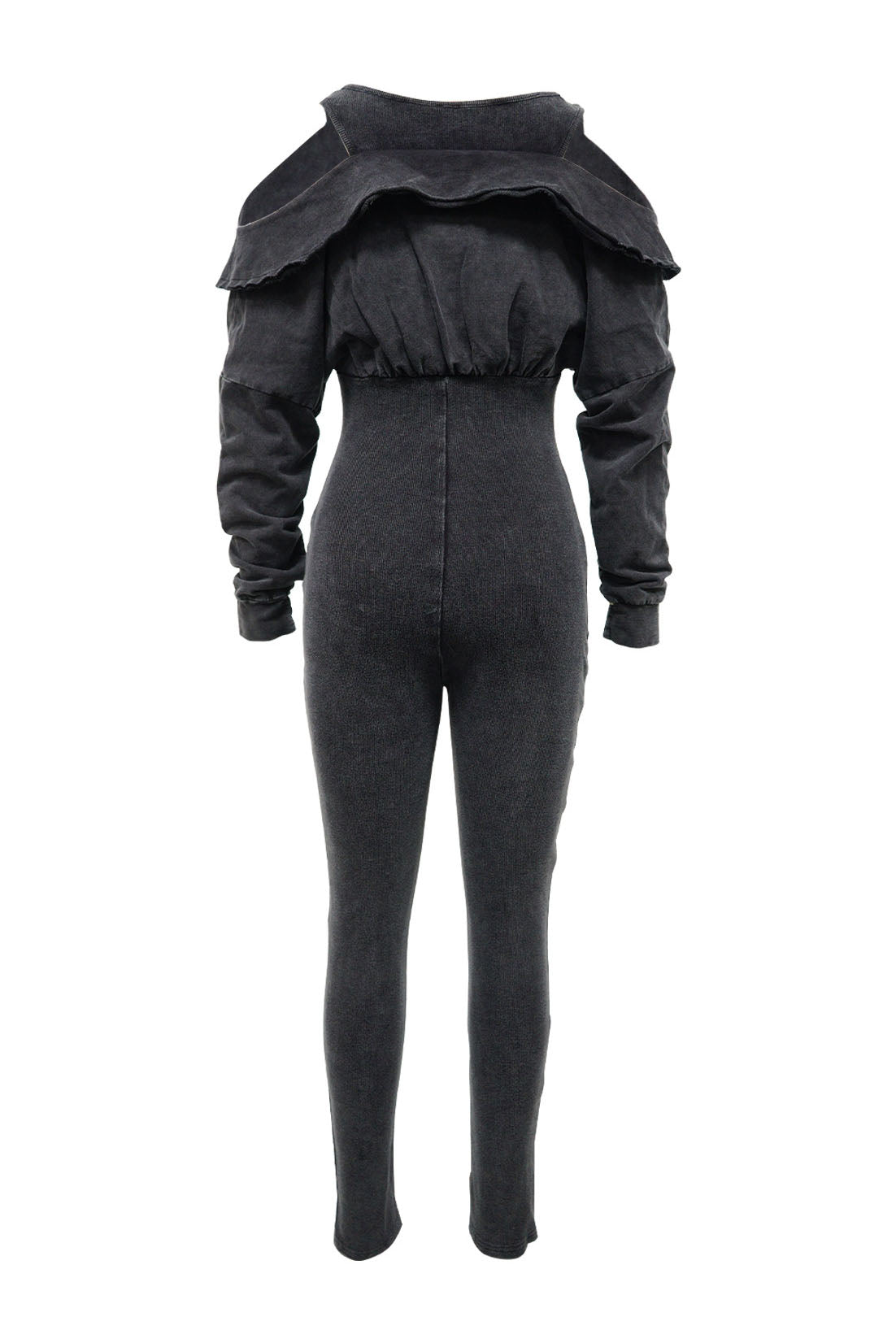 Off-Shoulder Mineral Wash Ribbed Jumpsuit