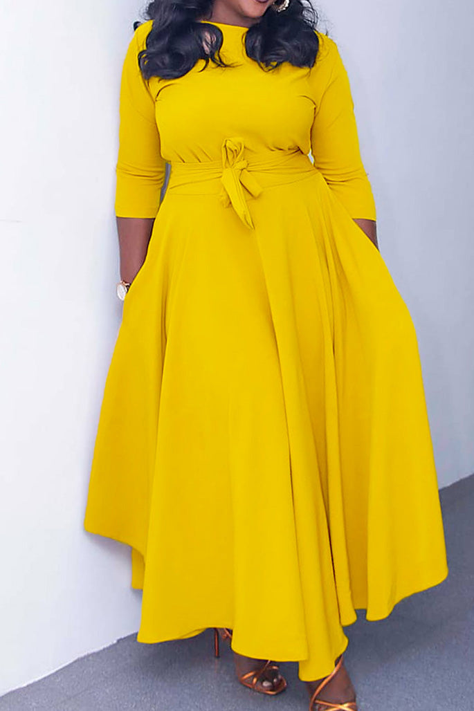 Elegant Tie-Waist A-Line Maxi Dress