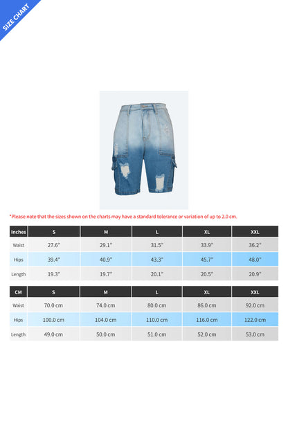 Color-Fade Ripped Jeans Shorts