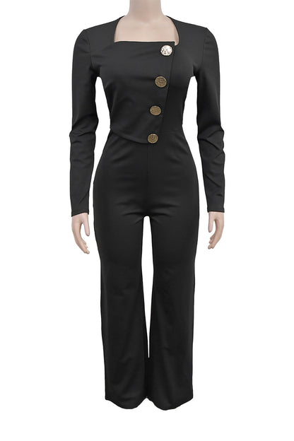 Asymmetrical Tailored Wide-Leg Jumpsuit