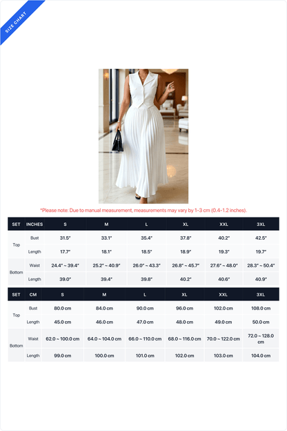 Tailored Vest Pleated Maxi Skirt Set