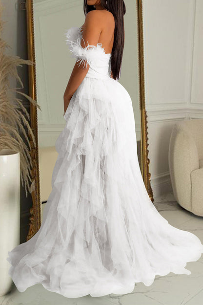 Strapless Corset Tulle Maxi Dress