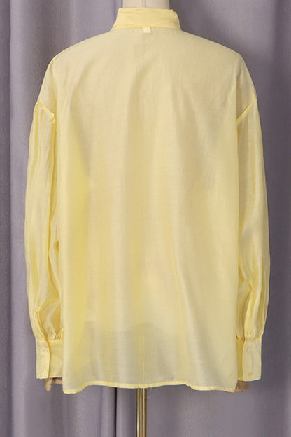 Satin Scarf-Neck Blouse