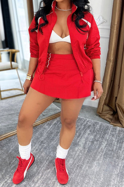Retro Track Jacket & Mini Skirt Set