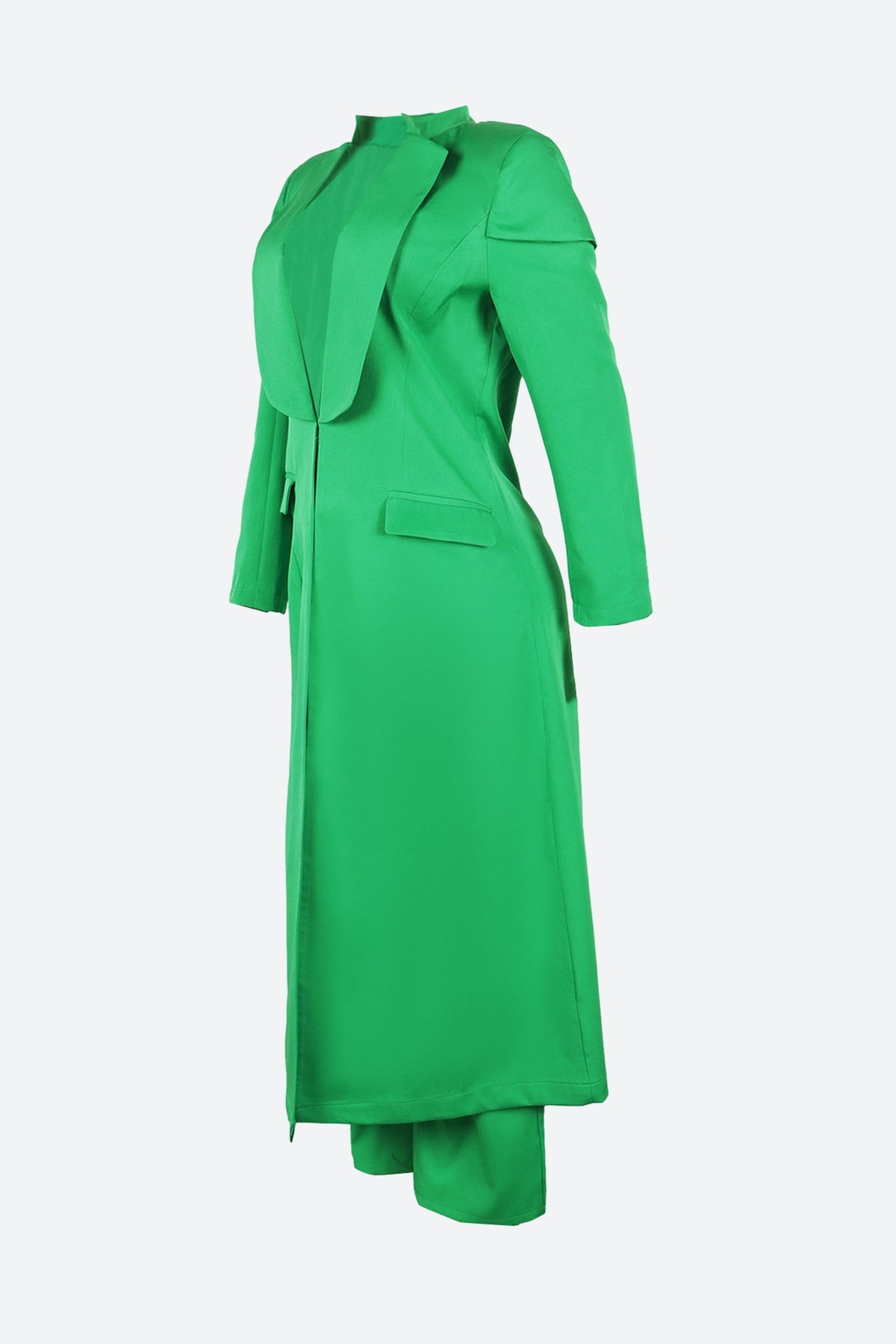 Solid Color Notch Lapel Long Suit Two-Piece Set