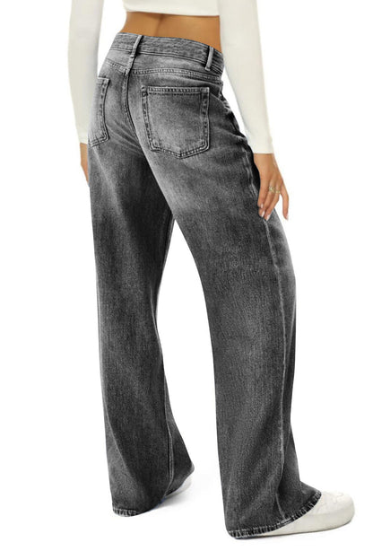 Vintage High Waist Wide Leg Floor Length Jeans