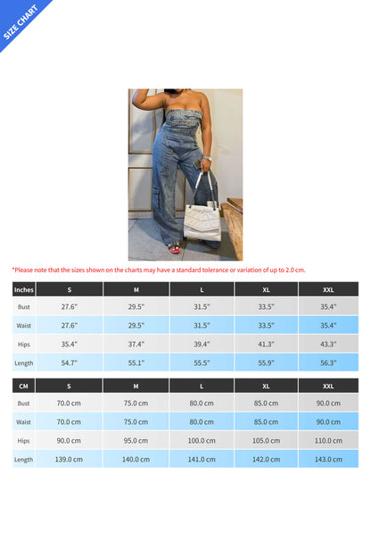 Hip Hop High Waist Denim Jumpsuit
