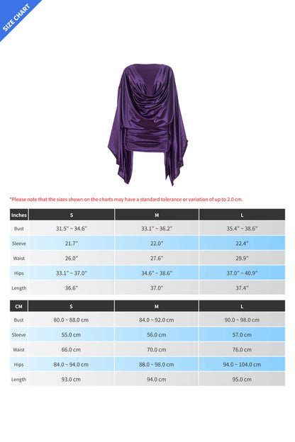 Cowl Neck Batwing Sleeve Mini Dress