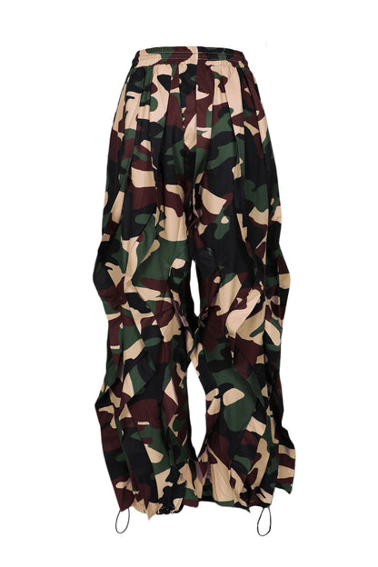 Abstract Print Cascading Draped Drawstring Pants