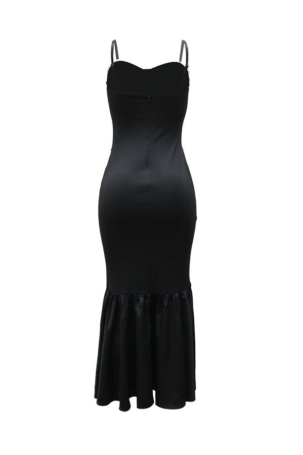 Pearl Embellished Mermaid Midi Dress
