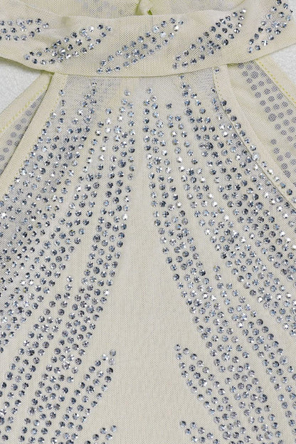 Sheer Silver Illusion Halter Maxi Gown