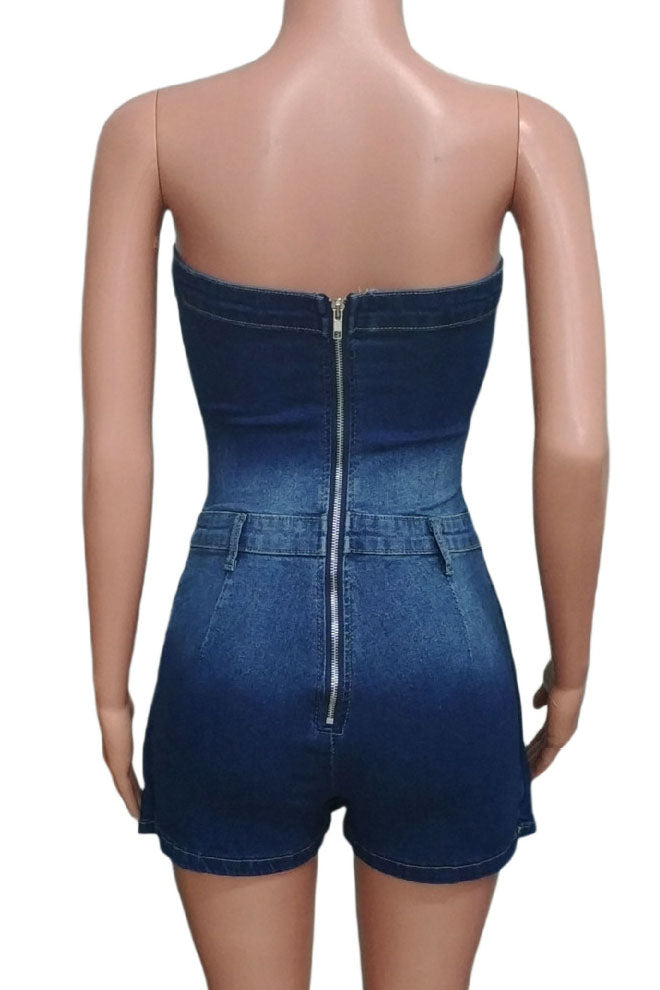 Pleated Denim Mini Dress