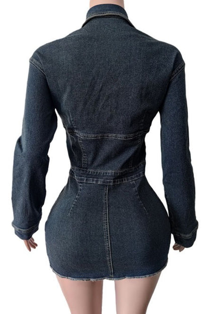 Zip-Up Denim Corset Mini Dress