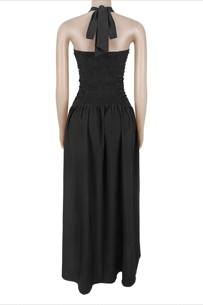 Cutout Halter Maxi Dress with Front Slit