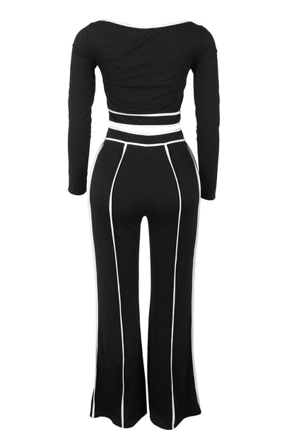 One Shoulder Top and Wide Leg Pants Set