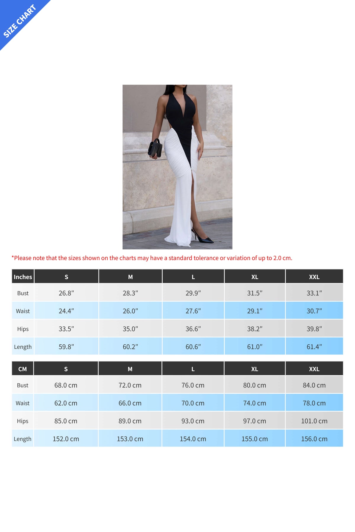 Two Tone Open Back Halter Maxi Dress