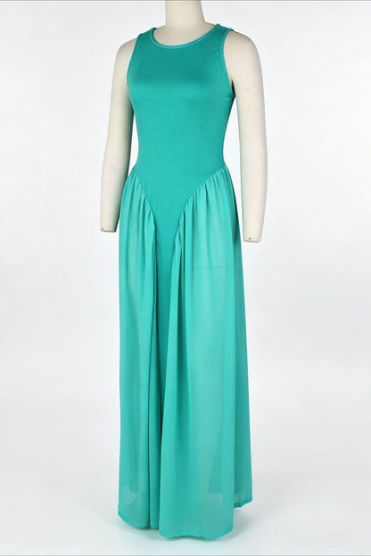 Spliced Chiffon Pleated Maxi Dress