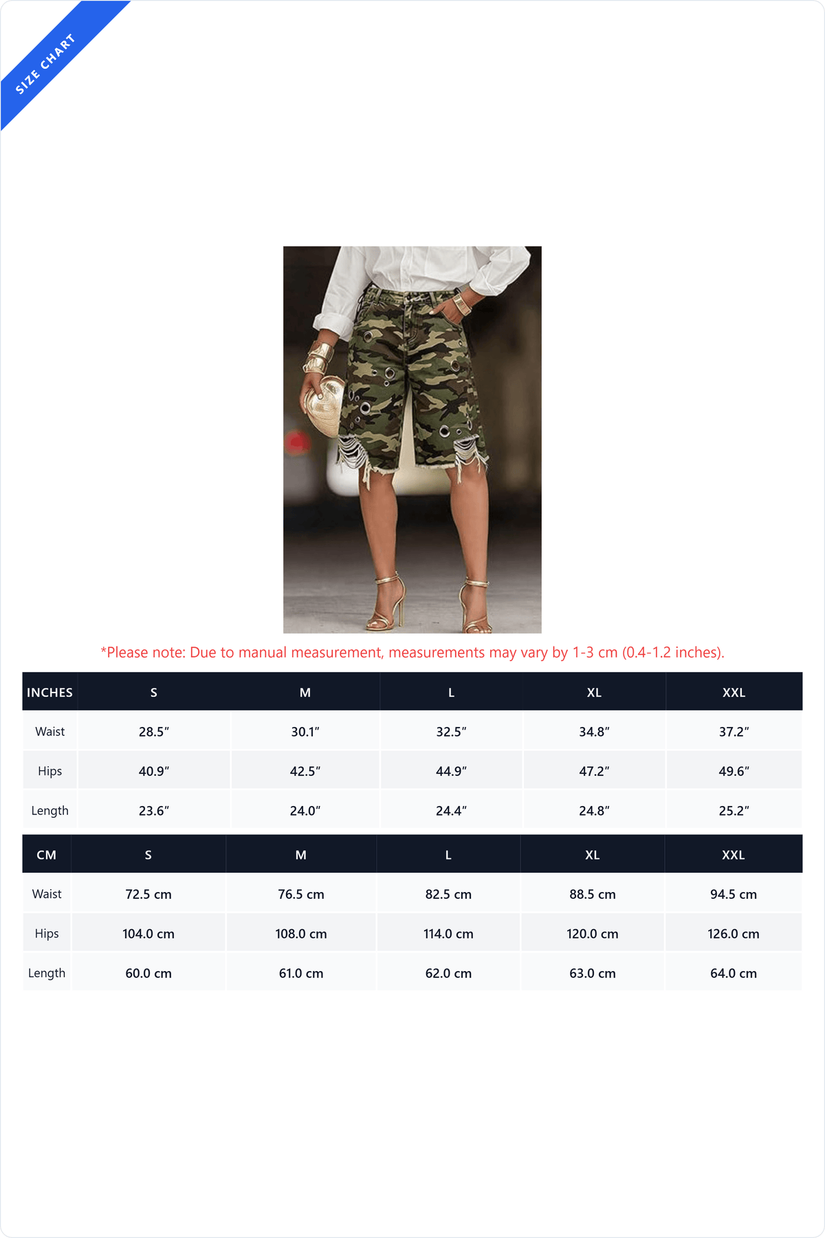 Grommet Distressed Denim Bermuda Shorts
