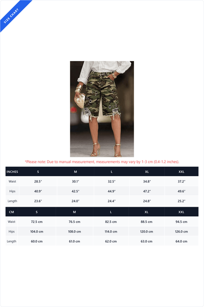 Grommet Distressed Denim Bermuda Shorts