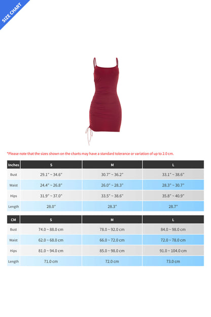 Ruched Drawstring Bodycon Mini Dress