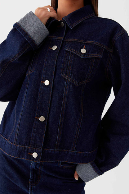 Collared Comfortable Casual Denim Jacket
