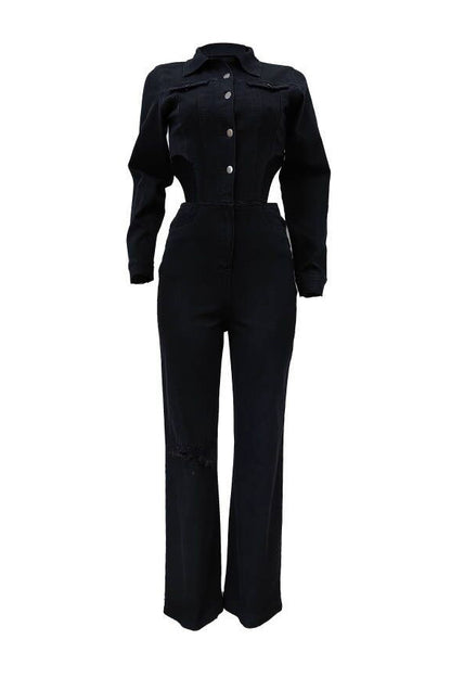 Cut-Out Casual Stretch Jumpsuit