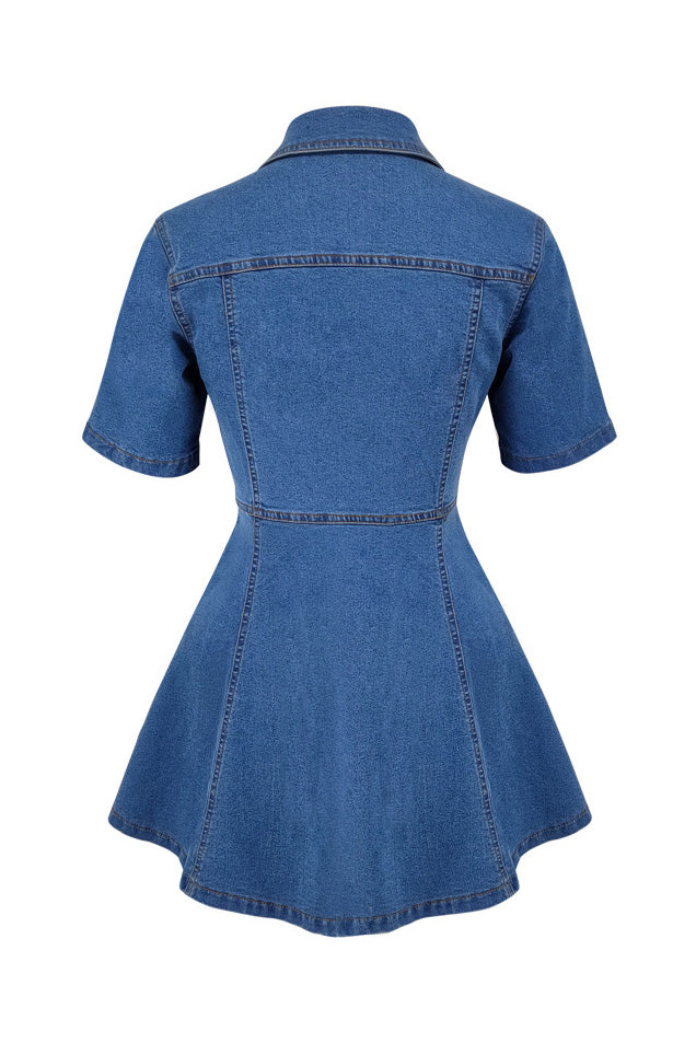 Short Sleeve Denim Mini Dress